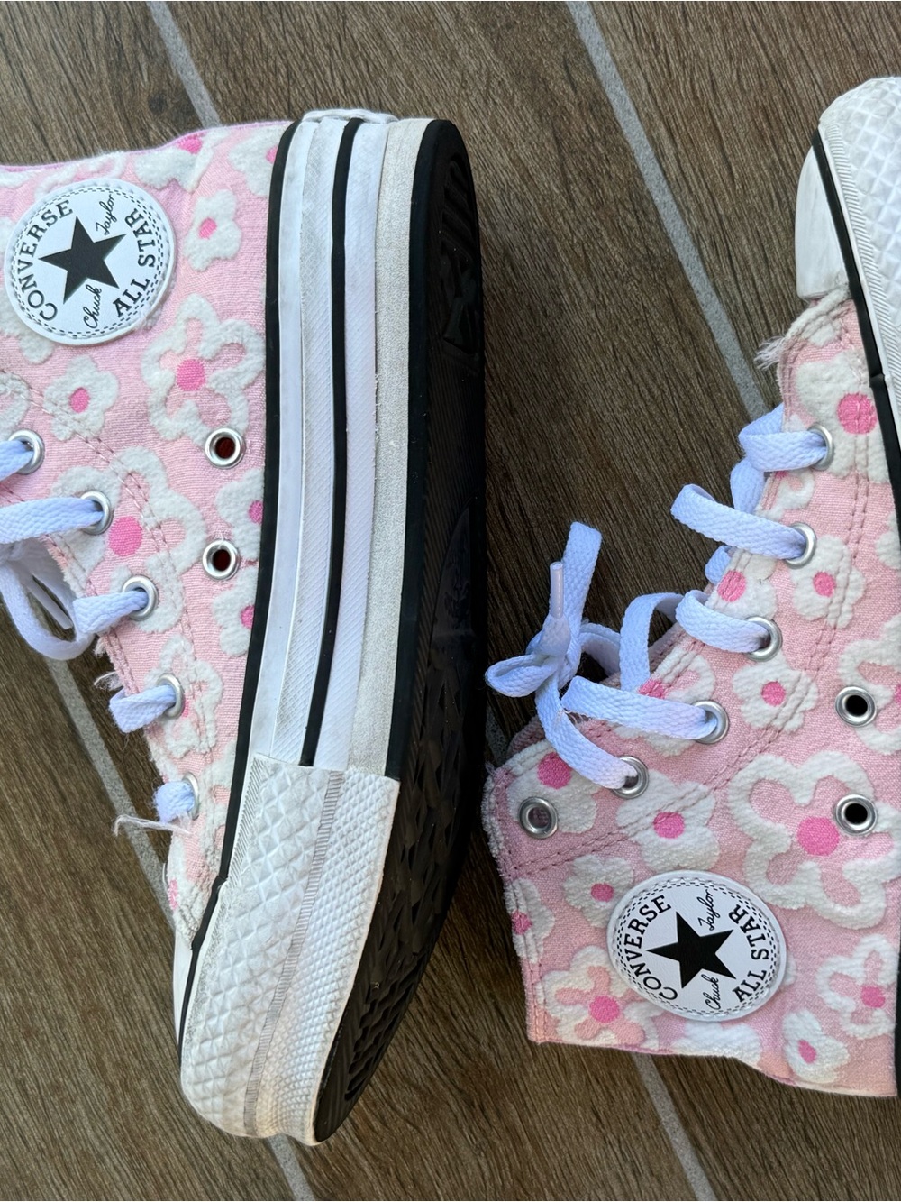 Converse Pink Floral High Top Kids' Sneakers